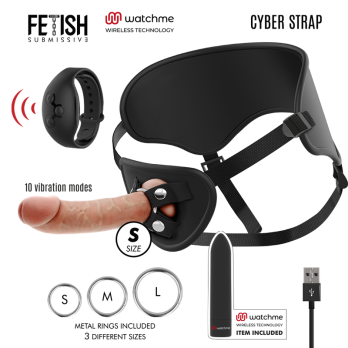 Fetish Submissive Cyber StrapTrade - Harness With Dildo And Bullet Remote Control Watchme S Technology