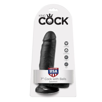 King Cock 7 Cock Black With Balls 17.8 Cm