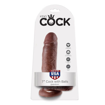 King Cock 7 Cock Brown With Balls 17.8 Cm