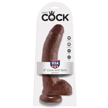 King Cock 9 Cock Brown With Balls 22.9 Cm