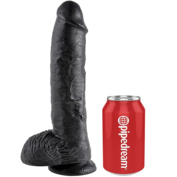 King Cock 10 Cock Black With Balls 25.4 Cm