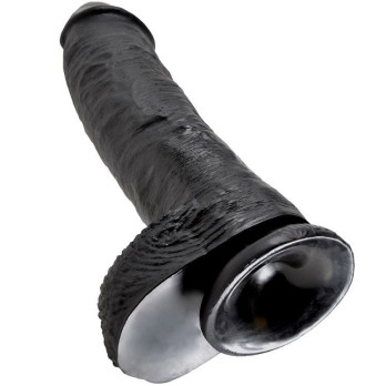 King Cock 10 Cock Black With Balls 25.4 Cm