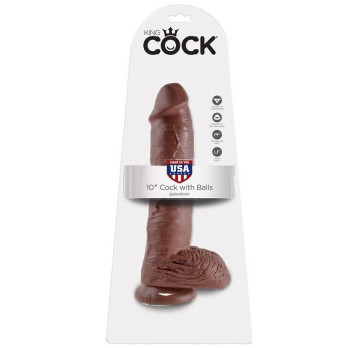 King Cock 10 Cock Brown With Balls 25.4 Cm