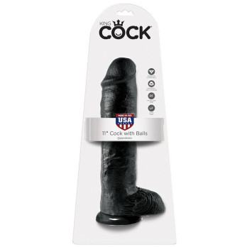 King Cock 11 Cock Black With Balls 28 Cm