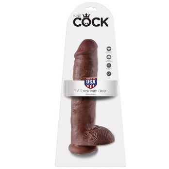 King Cock 11 Cock Brown With Balls 28 Cm