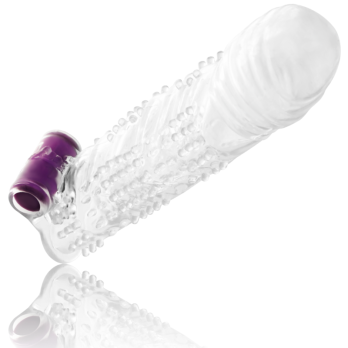 Ohmama Textured Penis Sleeve With Vibrating Bullet Transparent