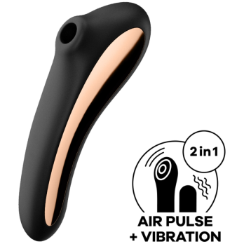 Satisfyer Dual Kiss Air Pulse Vibrator - Black