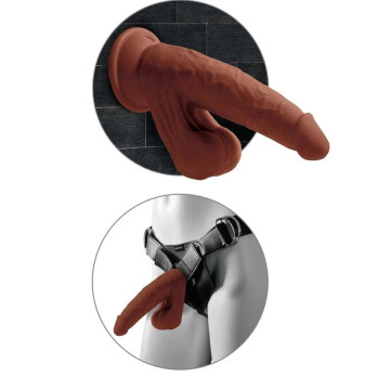 King Cock Plus 3D Cock Swinging Balls 24.5 Cm - Brown