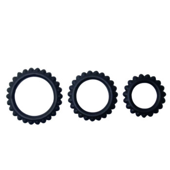 Baile  Titan Set 3Pcs Cock Ring Black 2.8 + 2.4 + 1.9 Cm