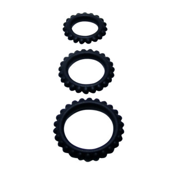 Baile  Titan Set 3Pcs Cock Ring Black 2.8 + 2.4 + 1.9 Cm