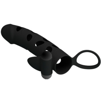 Pretty Love Vibrating Silicone Penis Sleeve With Ball Straps 15.2 Cm