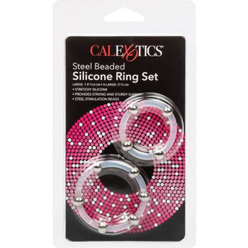 Calex Steel Beaded Silicone Ring Set