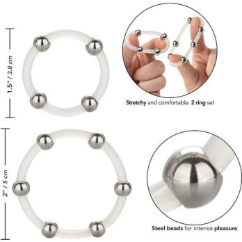 Calex Steel Beaded Silicone Ring Set