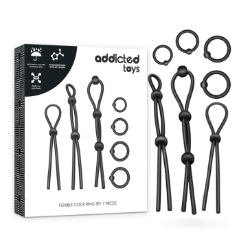 Addicted Toys Flexible Silicone  Cock Ring Set 7 Pieces