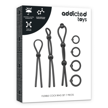 Addicted Toys Flexible Silicone  Cock Ring Set 7 Pieces