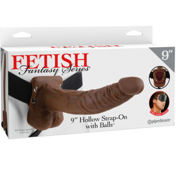 Fetish Fantasy Series 9 Hollow Strap-On With Balls 22.9Cm Brown