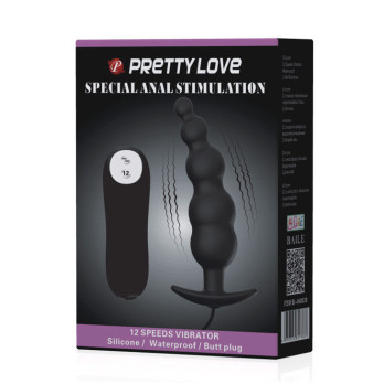 Pretty Love Bottom Silicone Ribbed Plug 12 Vibration Modes