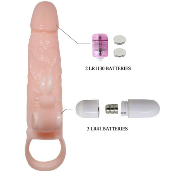 Brave Man Penis Cover With Rabbit And Double Engine Flesh 16.5 Cm