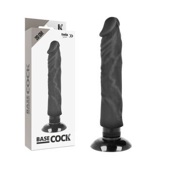 Basecock™ - Realistic Vibrator 2-1 Black 20 Cm