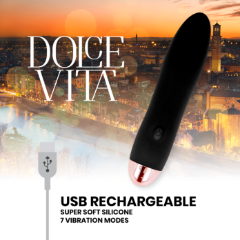 Dolce Vita™ - Rechargeable Vibrator Four Black 7 Speeds