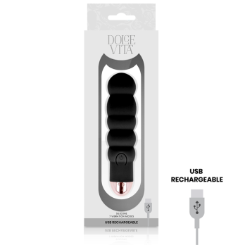 Dolce Vita™ - Rechargeable Vibrator Six Black 7 Speeds