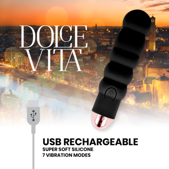 Dolce Vita™ - Rechargeable Vibrator Six Black 7 Speeds