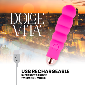 Dolce Vita™ - Rechargeable Vibrator Six Pink 7 Speeds