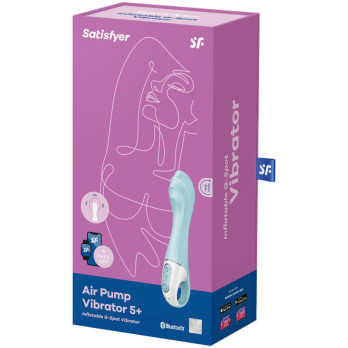 Satisfyer Air Pump Vibrator 5+ Inflatable G-Spot Vibrator App - Blue