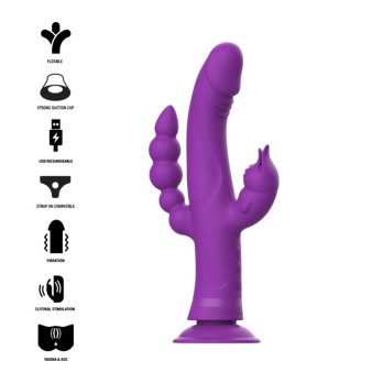 Intense™ - Casanova Vibrator Rabbit Silicone Triple Engine Purple