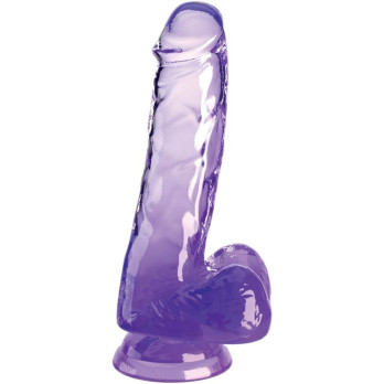 King Cock Clear - Realistic Penis With Balls 13.5 Cm Purple