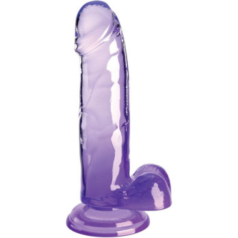 King Cock Clear - Realistic Penis With Balls 15.2 Cm Purple