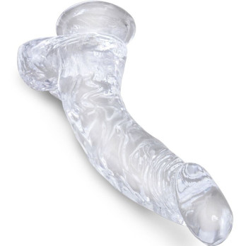 King Cock Clear - Realistic Curved Penis With Balls 16.5 Cm Transparent