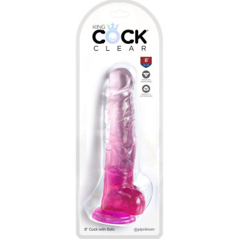 King Cock Clear - Realistic Penis With Balls 16.5 Cm Pink