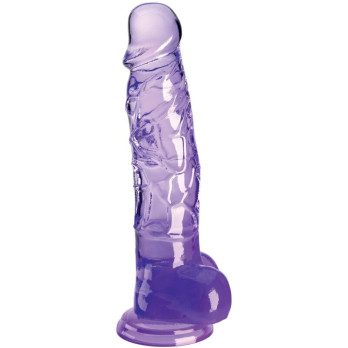 King Cock Clear - Realistic Penis With Balls 16.5 Cm Purple