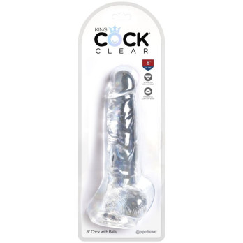 King Cock Clear - Realistic Penis With Balls 16.5 Cm Transparent