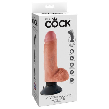 King Cock 17.78 Cm Vibrating Cock With Balls Flesh