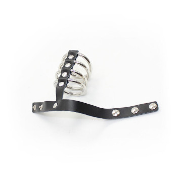 Ohmama Fetish Snap Fastener Leather Strap Metal Cock Ring