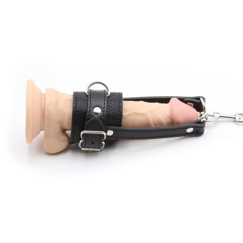 Ohmama Fetish Cock Ring With Metal Leash Chain