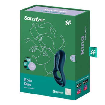 Satisfyer Epic Duo Ring Vibrator App - Blue