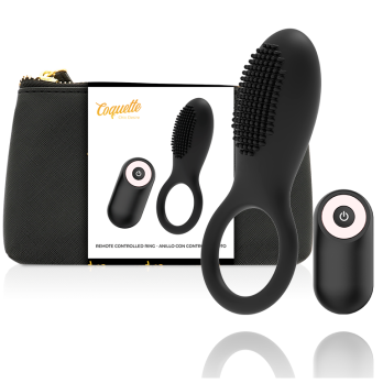 Coquette Chic Desire™ -  Cock Ring Remote Control Rechargeable Black/ Gold