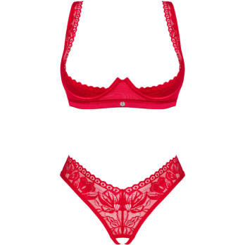 Obsessive - Lacelove Cupless Two Pieces Set Red Xs/S