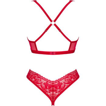 Obsessive - Lacelove Cupless Two Pieces Set Red Xs/S