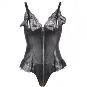 Queen Lingerie Leather Stitching Tedddy L/Xl