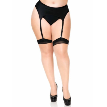 Plus Lycra Sheer 2 Tone Thigh High With Backseam And Cuban Heel