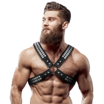 Fetish Submissive AttitudeTrade - Men39S Crossed Chest Eco-Leather Harness With Rivets