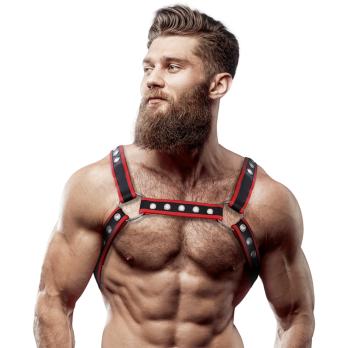 Fetish Submissive AttitudeTrade - Men39S Eco-Leather Chest Bulldog Harness Black/Red