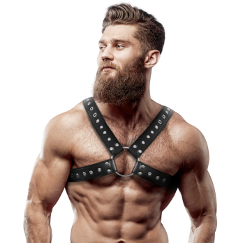 Fetish Submissive AttitudeTrade - Men39S Cross-Over Eco-Leather Chest Harness With Studs