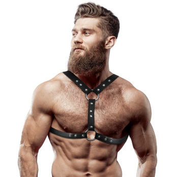 Fetish Submissive AttitudeTrade - Eco-Leather Chest Harness With Double Support And Studs For Men