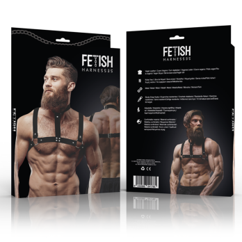 Fetish Submissive AttitudeTrade - Adjustable Eco-Leather Chest Harness With Necklace For Men