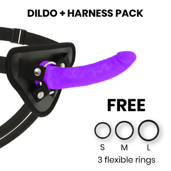 Delta Club™ -  Toys Harness + Dong Purple Silicone 17 X 3 Cm